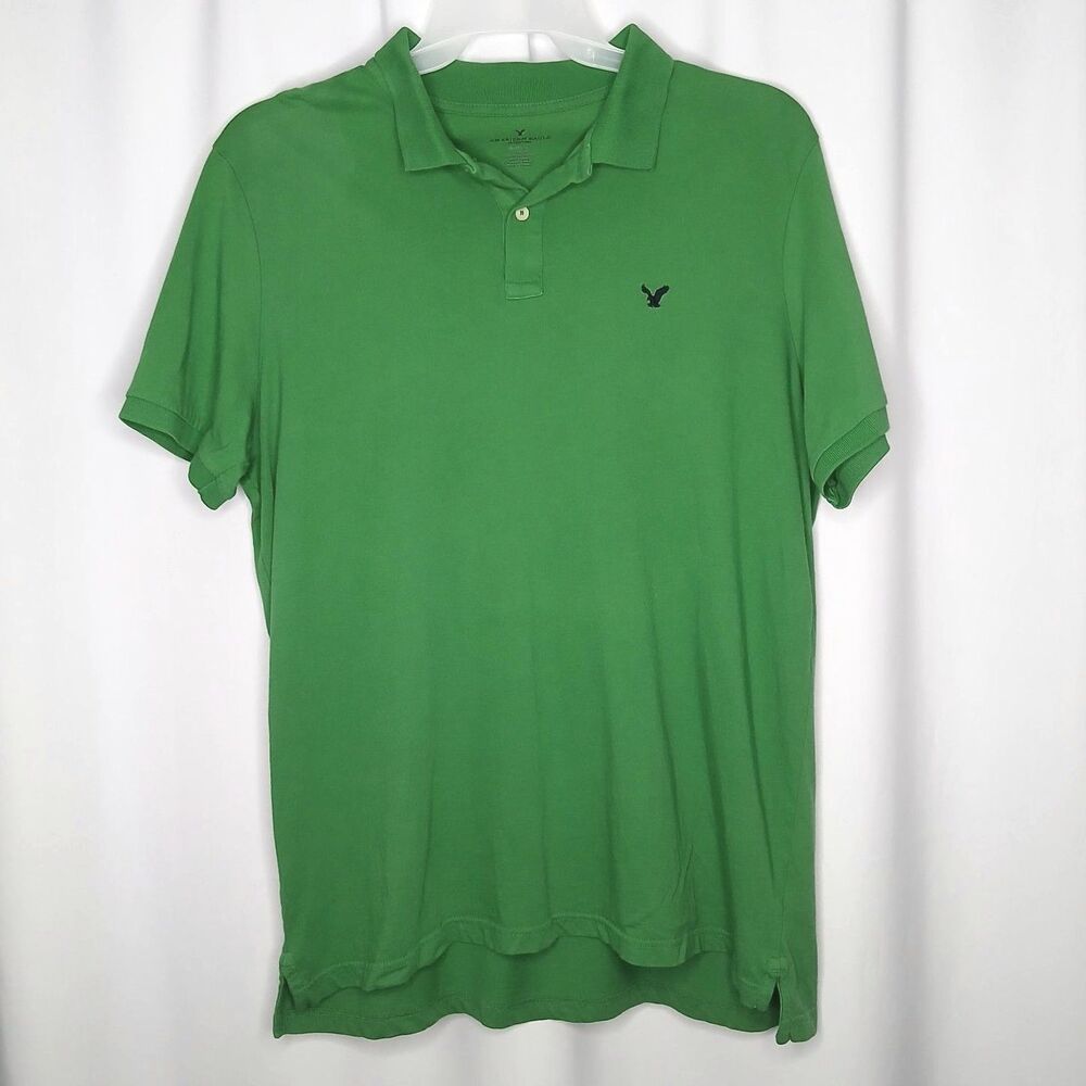 American Eagle AE Polo Golf Shirt Short Sleeve Classic Fit Cotton Green Mens XL